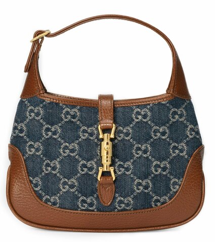 Миниатюрная сумка-хобо Gucci Jackie 1961 коричневый/синий