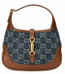 Миниатюрная сумка-хобо Gucci Jackie 1961 коричневый/синий