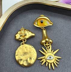 73127- Серьги ГЛАЗА ассиметричные в стиле Schiaparelli с подвесками