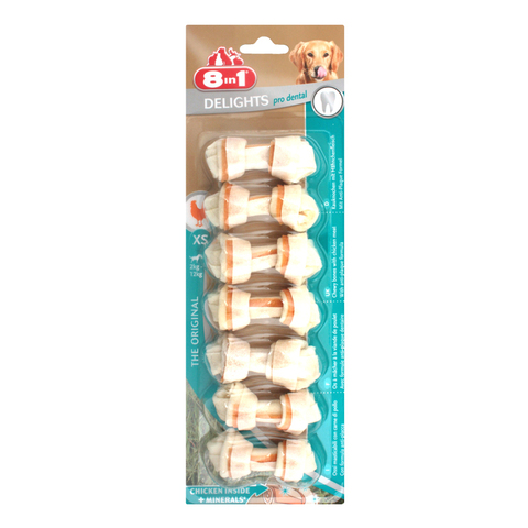 8in1 DELIGHTS XS косточки с куриным мясом для мелких собак с минералами 7,5 см 7 шт