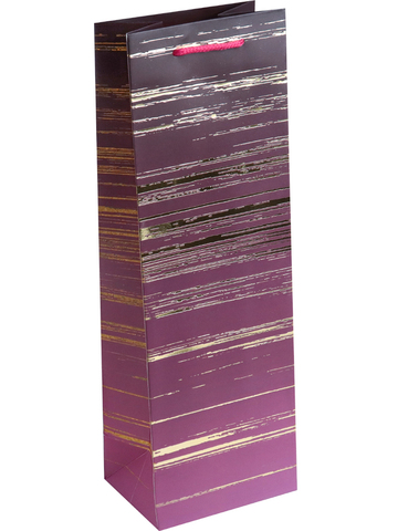 Пакет подарочный с мат. лам. и глиттером 12x36x9 см Блеск, фиолетовый, 210 гр