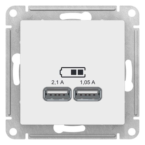 Розетка USB, 5В, 1 порт x 2,1 А, 2 порта х 1,05 А. Цвет Лотос. Schneider Electric AtlasDesign. ATN001333