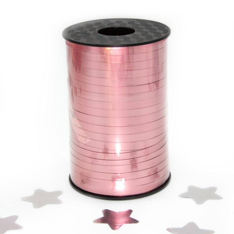 Лента металлик (0,5 см*250 м) Матовый розовый.