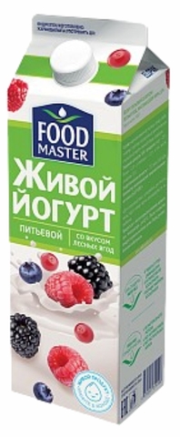 Йогурт питьевой FOOD MASTER Лесные ягоды 2% 900 г т/п КАЗАХСТАН