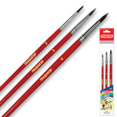 Кисти ПИФАГОР, набор 3шт, пони круглые №2,3,4, пакет с европодвесом