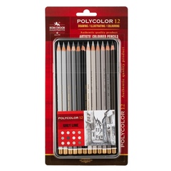 Карандаши цветные художественные KOH-I-NOOR POLYCOLOR 3822, 12цв GRAY LINE/СЕРЫЕ