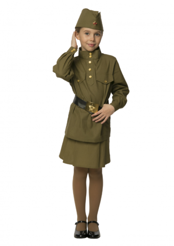 Детская военная форма Солдаточка в платье, рост 122-134 см