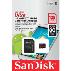 Карта памяти SanDisk microSDXC 128Gb UHS-I Ultra Class 10 (80MB)