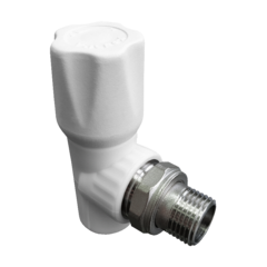Кран PP-R шаровой белый НР Дн 20х1/2" угловой для радиатора VALFEX 10148020