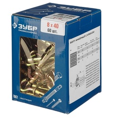 ЗУБР М8 х 40 мм, 60 шт, анкерный болт с крюком, Профессионал (302372-08-040)
