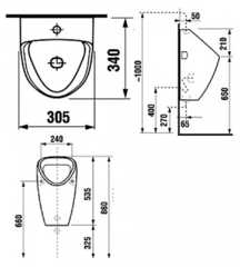 ПИССУАР JIKA GOLEM БЕЗ СЕНСОРА с наружным подводом