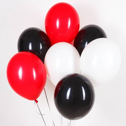 Воздушные шары с гелием Черно-красно-белые