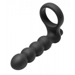 Насадка для двойного удовольствия Double Fun Cock Ring with Double Penetration Vibe, 14,6 см, черный