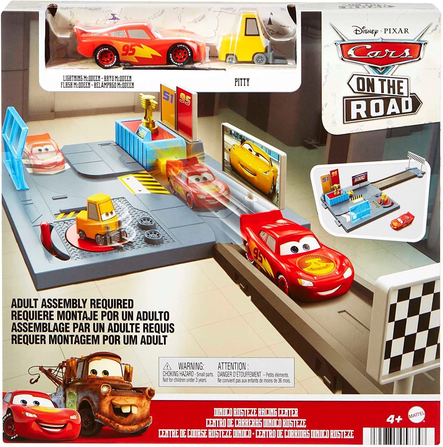 Игрушечный трек Mattel Disney Cars Тачки - Учебный центр Dinoco. Набор с  автомобилем Молния Маккуин HGV69 купить в Москве | Доставка по России.