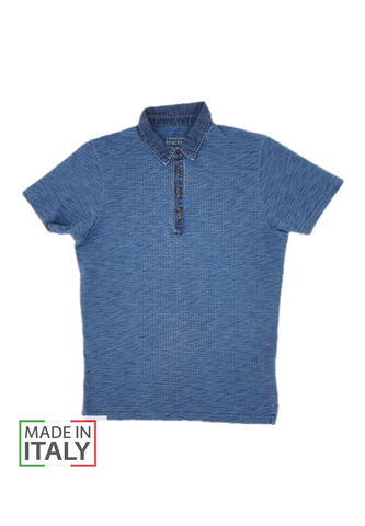 Поло Bowery NYC однотонное Slub Indigo Stonewashed