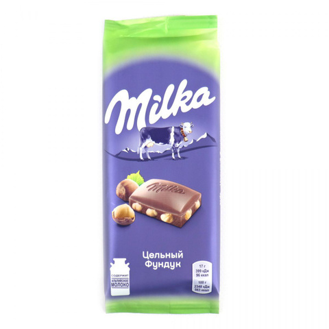 Шоколадная плитка Milka цельный Фундук 80гр