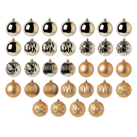 Набор ёлочных украшений (шар) Vintertid, 32 шт, 8 см, пластик, золотой