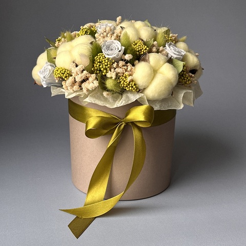 «Лимонад» - композиция из стабилизированных цветов и сухоцветов