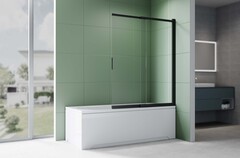 Aquatek AQ.BSS.100.1BL AQ.BSS.100.1BL Шторка на ванну, одноэлементная, поворотная 1000X1500 профиль черный, стекло прозрачное 5мм фото