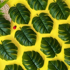 Монстера, лист реалистичный, зелень искусственная, 13*14 см., набор 15 листьев.