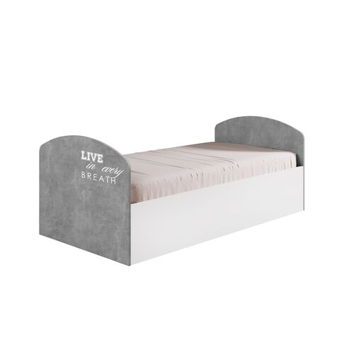 Юниор-2 ЛДСП Лофт Кровать (Бетон светлый, белый)