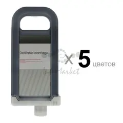 Перезаправляемые картриджи (ПЗК) для Canon imagePROGRAF TZ-30000, TZ-32000 (совм. PFI-140, PFI-340, PFI-740), без чипов, комплект 5 штук