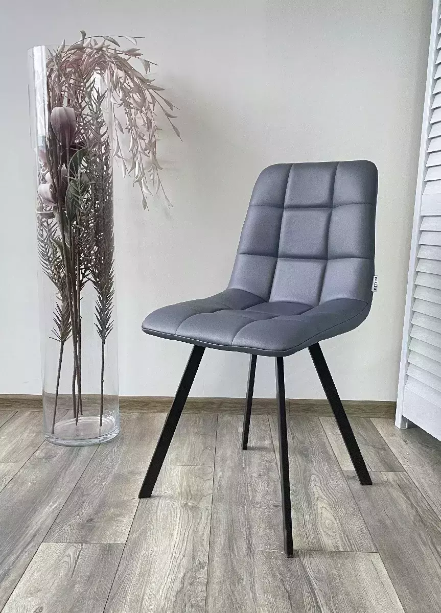 Стул CHILLI SQUARE HK017-09 серо-черничный, PU/ черный каркас М-City