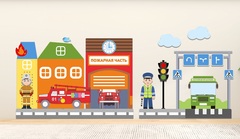 Декоративно-развивающая панель «Пожарная часть, ПДД»