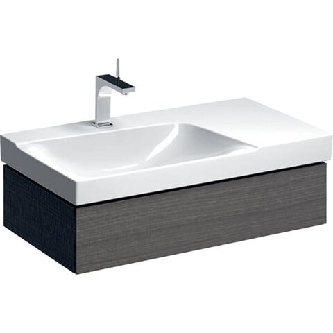 Шкафчик для раковины Geberit Xeno² с полкой, с одним выдвижным ящиком: B=88см, H=22см, T=46.2см, Серый / Меламин, древесная структура
