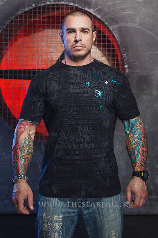 Xtreme Couture | Футболка мужская FREE REIGN X1526BF Blue Foil от Affliction перед на модели