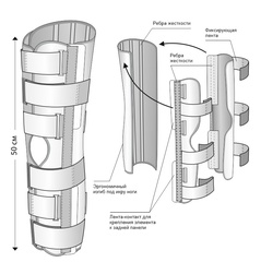 Бандаж фиксирующий коленный усиленный (тутор) с боковыми шинами полная фиксация 