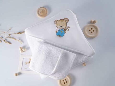 Набор полотенец для новорожденных 120х120 Claire Batiste Atelier Honey Boy с капюшоном