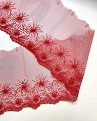 Тесьма из сетки с вышивкой, цвет: красный, ширина 170 мм