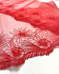 Тесьма из сетки с вышивкой, цвет: красный, ширина 170 мм