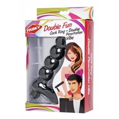 Насадка для двойного удовольствия Double Fun Cock Ring with Double Penetration Vibe, 14,6 см, черный
