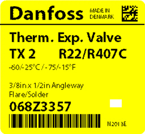 Корпус клапана Danfoss TX 2/TEX 2 068Z3357 (R22/R407C, без МОР) с термочувствительным элементом под отбортовку/под пайку