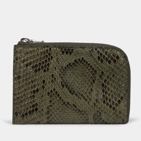 Мини-кошелек Aven из кожи питона зеленого цвета