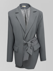 Пиджак Luxor свободный без пуговиц с завязками и двумя карманами однотонный