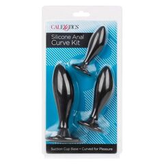 Набор из трех черных анальных пробок Silicone Anal Curve Kit - 