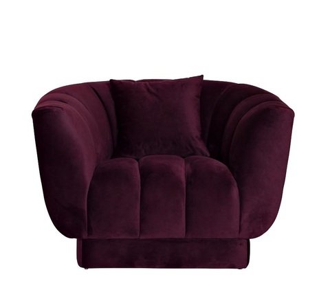 Кресло велюровое темно-фиолетовое с подушкой (ZW-81101 DVI) Garda Decor