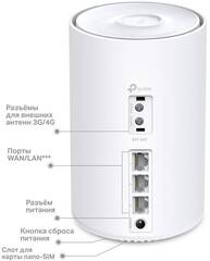 TP-Link Deco X50-4G - Маршрутизатор 4G+ AX3000 Whole Home Mesh Wi-Fi 6 Router, Build-In 300Mbps 4G+ LTE Advanced Modem