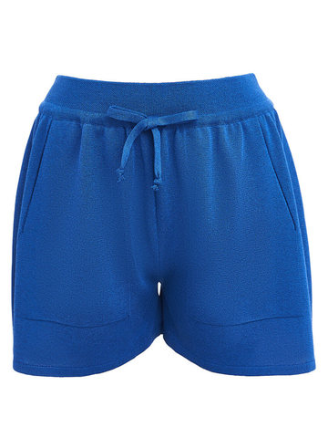 Женские шорты синего цвета из вискозы - фото 1