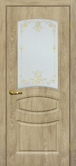 Дверь Сиена-5 / Цвет Дуб песочный / Сатинат, контурный полимер золото / Двери МАРИАМ