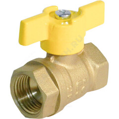 Кран шаровой латунь газ 11б27п А10/1 Ду 15 Ру40 ВР полнопроходной бабочка БАЗ БАЗ.А10.1.15.40