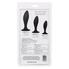Набор из трех черных анальных пробок Silicone Anal Curve Kit - 