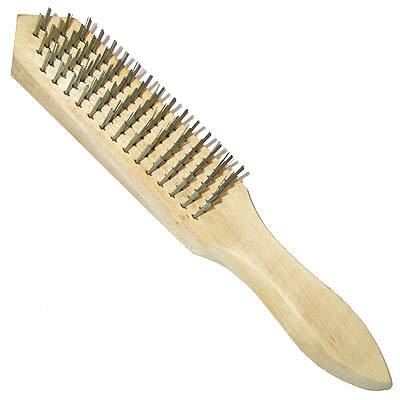 Щетка 4 рядная металлическая с деревянной ручкой