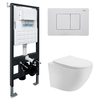 Abber AC1100T-AC0105-AC0120MW Комплект подвесной унитаз Abber Bequem AC1100T белый с инсталляцией AC0105 и кнопкой AC0120MW белая матовая
