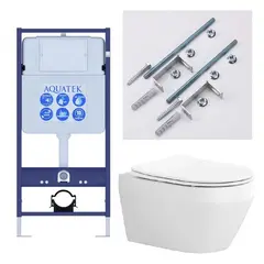 Aquatek SET Aquatek ЛЕЯ Т SET Aquatek ЛЕЯ Т  (рама Aquatek Standard INS-0000012 (без клавиши)KKI-0000001 крепёж+унитаз ЛЕЯ AQ1199T-00  с тонким сиденьем soft-close фото
