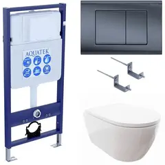Aquatek SET Aquatek ПОЛАРИС-033 4в1 SET Aquatek ПОЛАРИС (рама Aquatek Standard INS-0000012+унитаз ПОЛАРИС AQ0700-00 с тонким сиденьем soft-close+ крепеж KKI-0000002 +панель KDI-0000033) фото