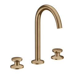 Axor One 48070140 Смеситель для раковины Sel 170, на 3 отв., круглая ручка, с донным клапаном Push-Open, цвет: шлифованная бронза фото